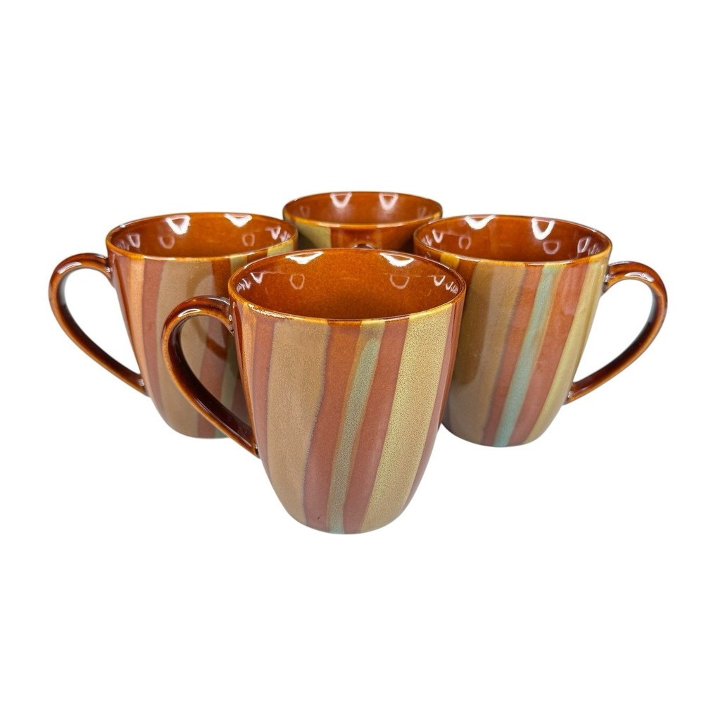 Sango Avanti Brown 4722 Ceramic Coffee Tea Mugs – Set of 4 - Retired Collectible